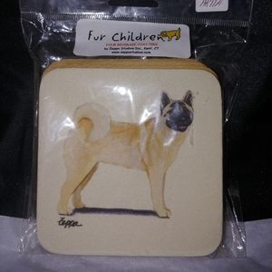 Set of 4 Coasters - Akita Picture - NWOT
